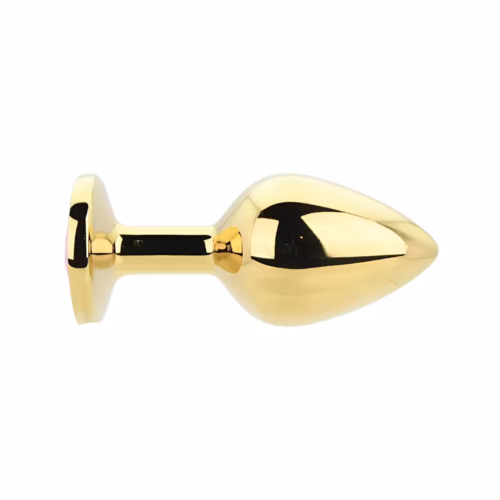 Toosh Gold Metal Butt Plug Medium Pink Stone image 2