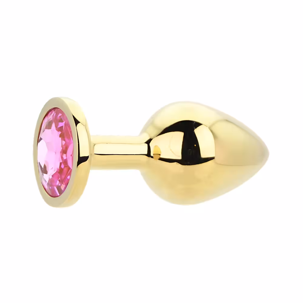 Toosh Gold Metal Butt Plug Medium Pink Stone image 3