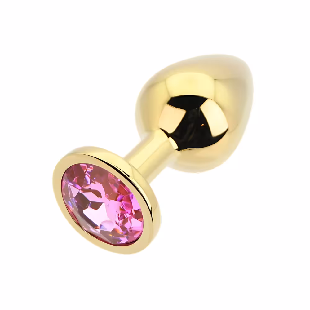 Toosh Gold Metal Butt Plug Medium Pink Stone image 5