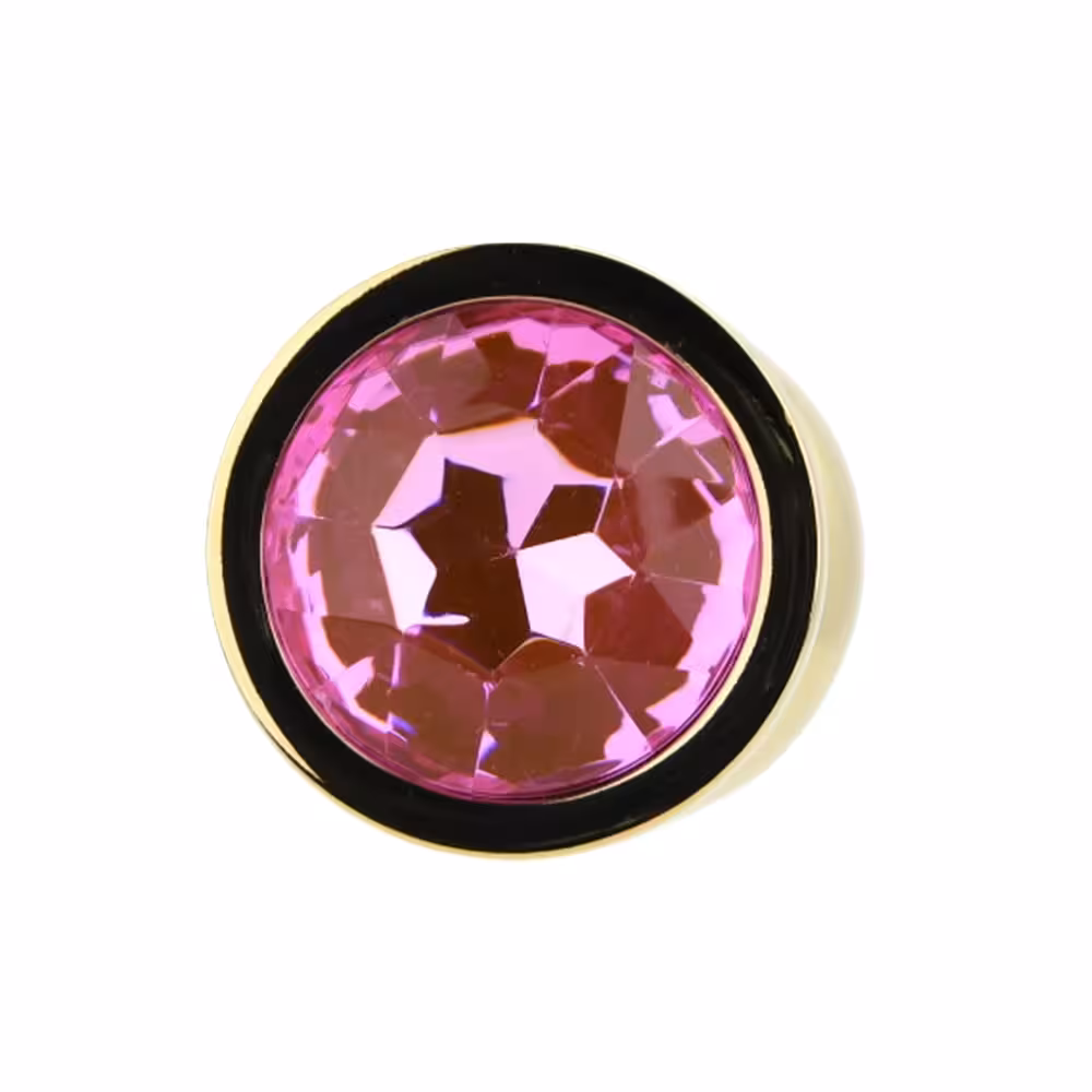 Toosh Gold Metal Butt Plug Medium Pink Stone image 6
