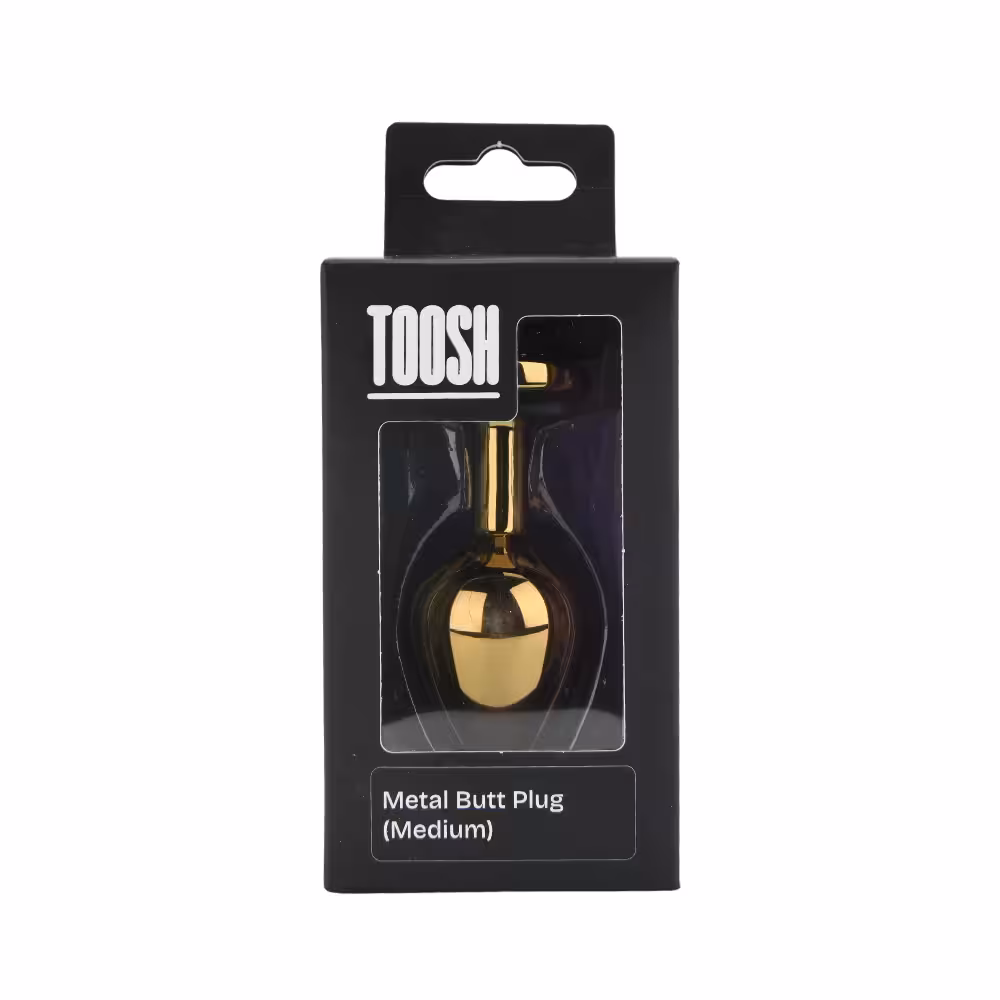 Toosh Gold Metal Butt Plug Medium Pink Stone image 7