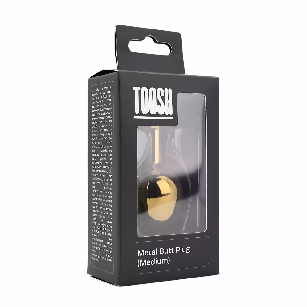 Toosh Gold Metal Butt Plug Medium Pink Stone image 8