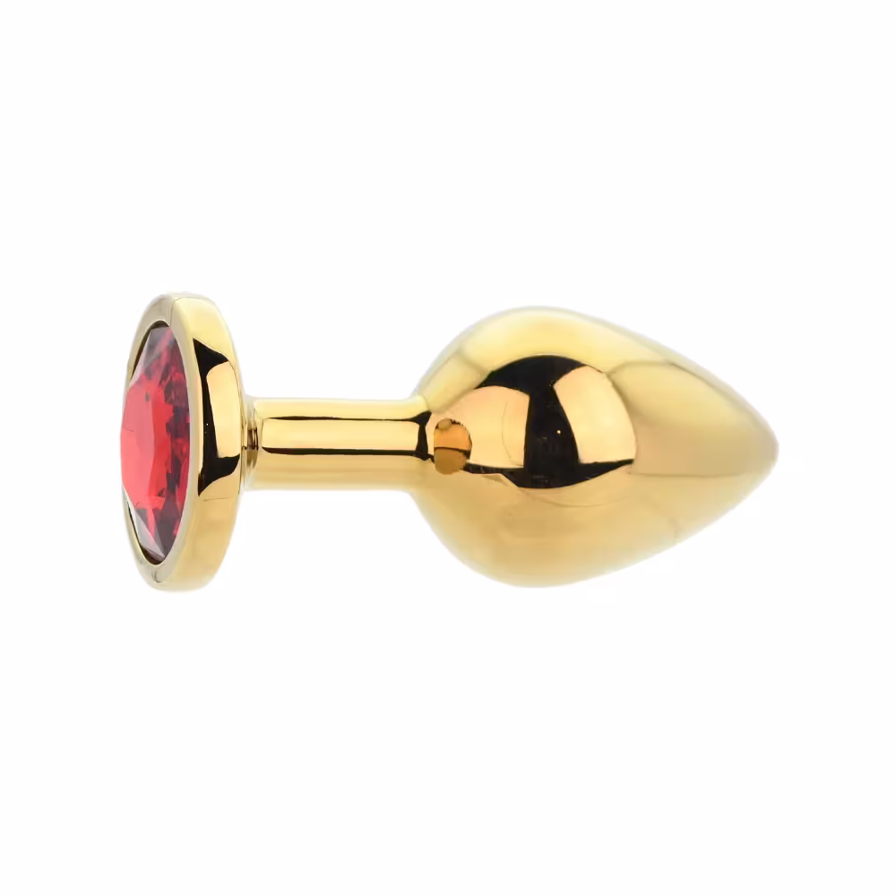 Toosh Gold Metal Butt Plug Medium Red Stone image 3