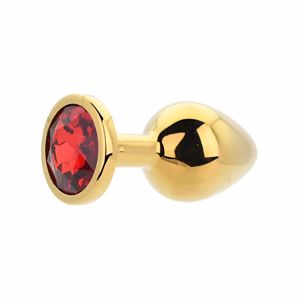 Toosh Gold Metal Butt Plug Medium Red Stone image 4
