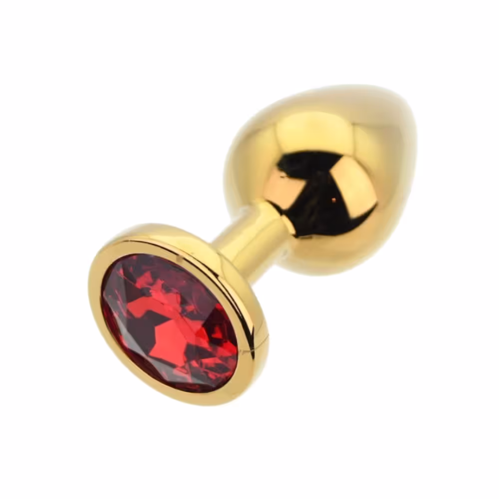 Toosh Gold Metal Butt Plug Medium Red Stone image 5