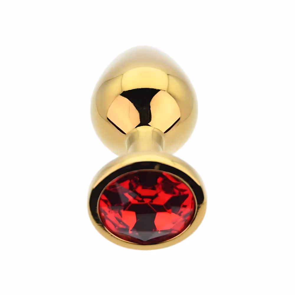 Toosh Gold Metal Butt Plug Medium Red Stone image 6