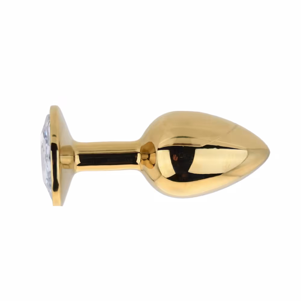 Toosh Gold Metal Butt Plug Small Clear Stone image 2