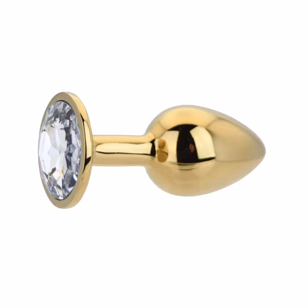 Toosh Gold Metal Butt Plug Small Clear Stone image 3