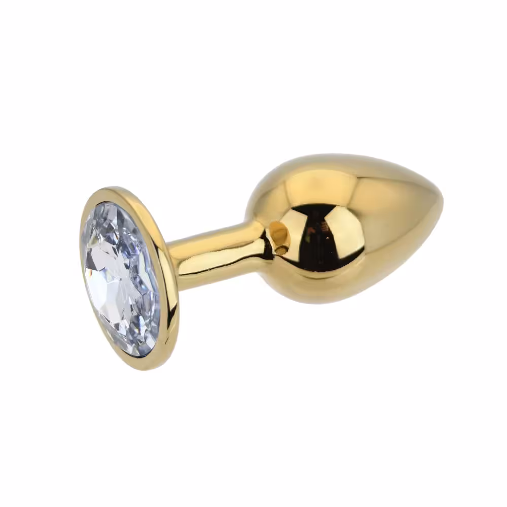 Toosh Gold Metal Butt Plug Small Clear Stone image 4