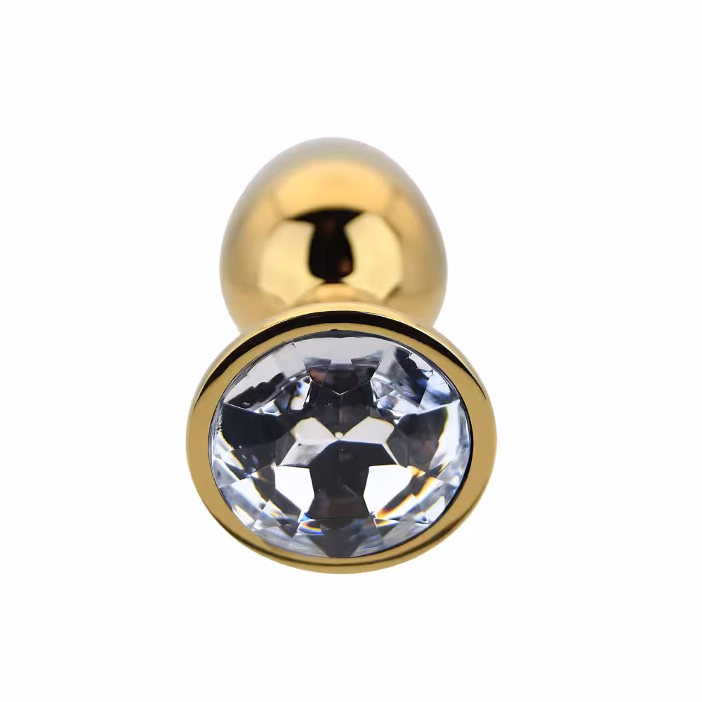 Toosh Gold Metal Butt Plug Small Clear Stone image 5