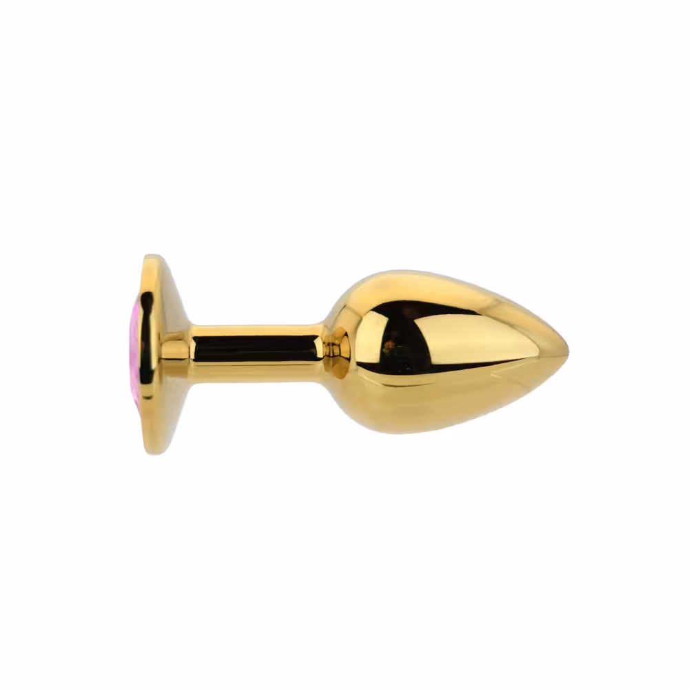 Toosh Gold Metal Butt Plug Small Pink Stone image 2