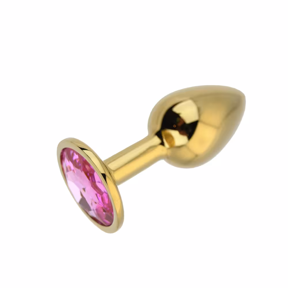 Toosh Gold Metal Butt Plug Small Pink Stone image 3