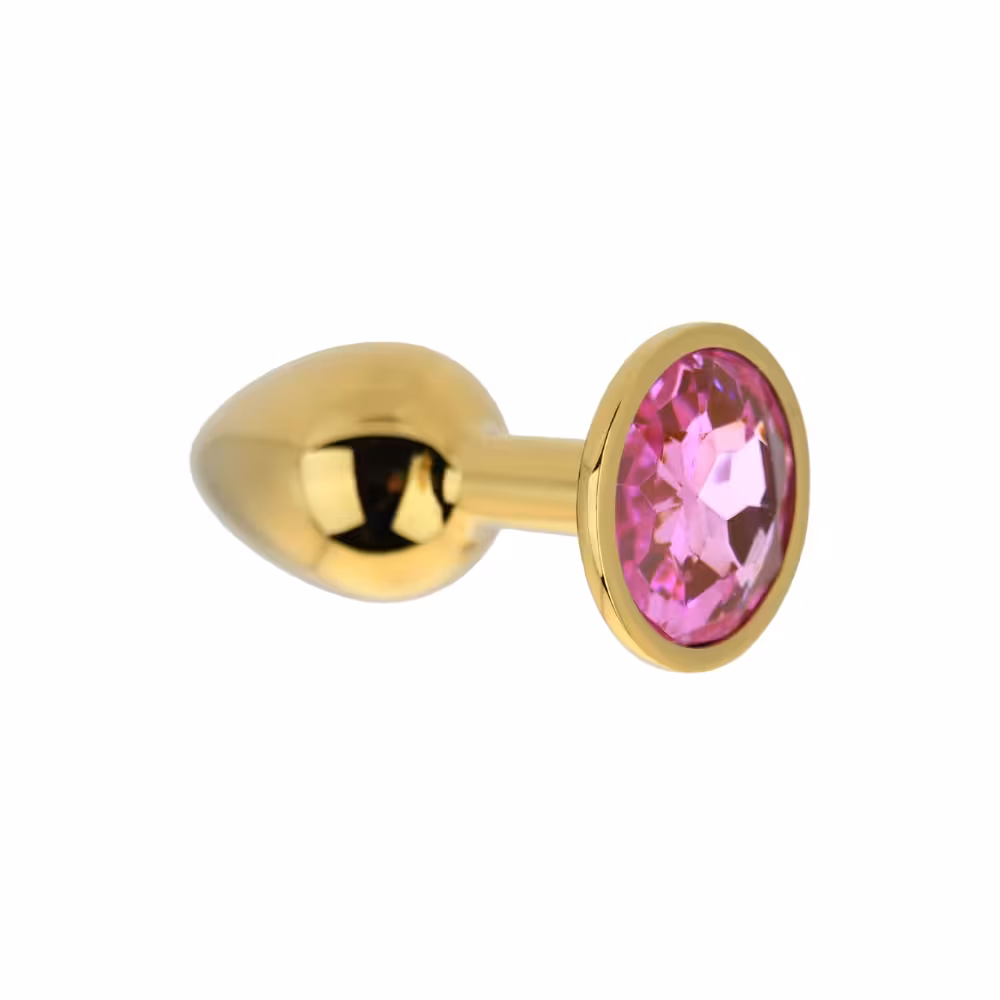 Toosh Gold Metal Butt Plug Small Pink Stone image 4