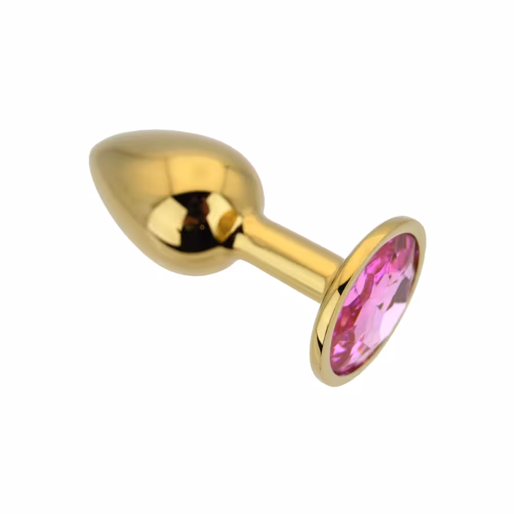 Toosh Gold Metal Butt Plug Small Pink Stone image 5