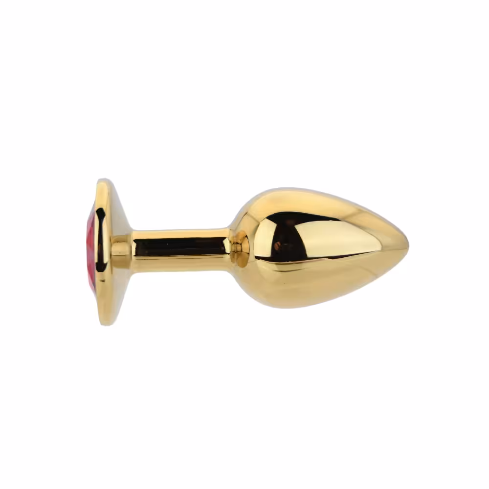 Toosh Gold Metal Butt Plug Small Red Stone image 2