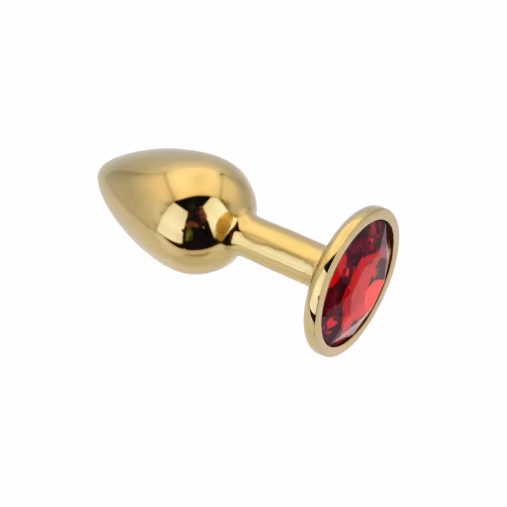 Toosh Gold Metal Butt Plug Small Red Stone image 4