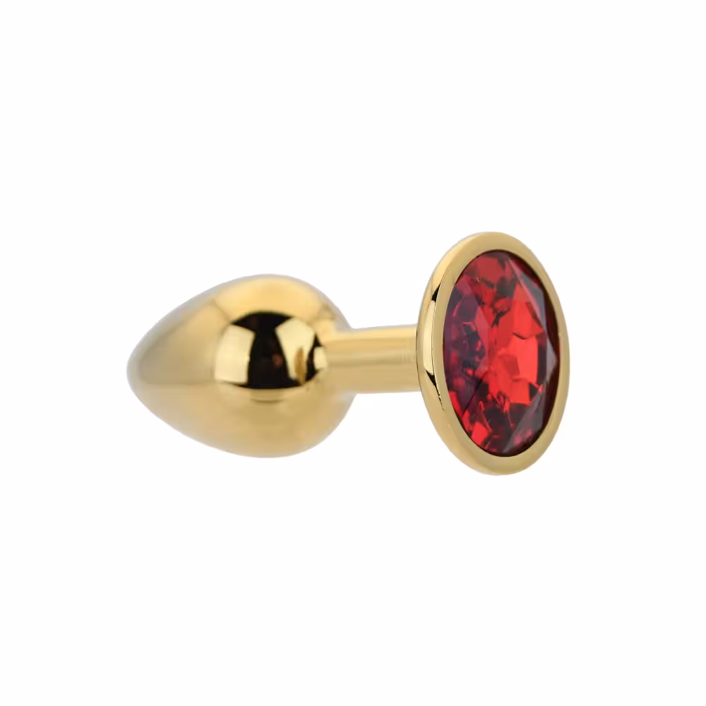 Toosh Gold Metal Butt Plug Small Red Stone image 5