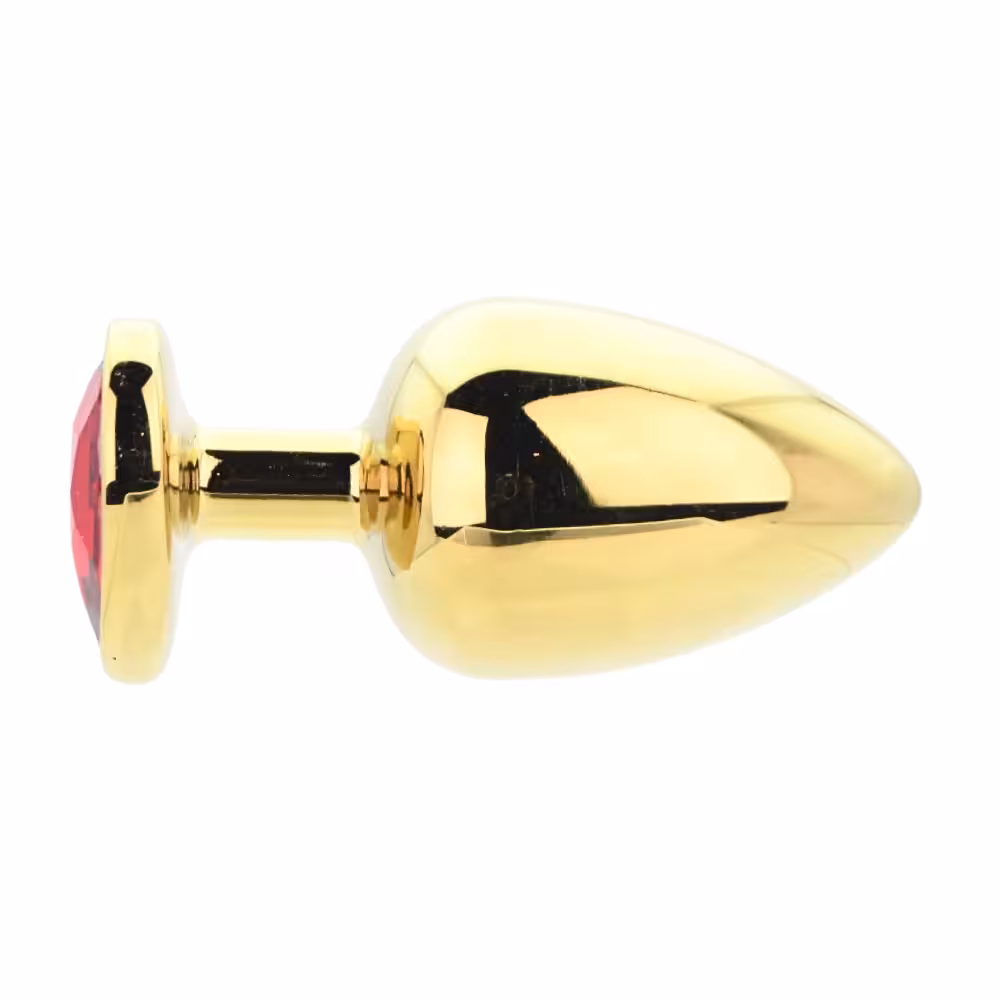 Toosh Heart Shaped Gold Butt Plug with Red Stone Large image 2