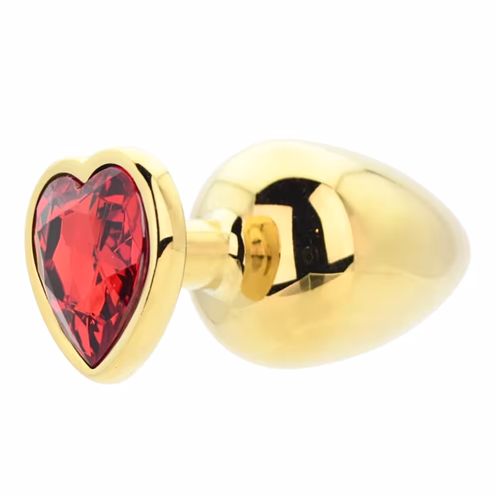 Toosh Heart Shaped Gold Butt Plug with Red Stone Large image 3