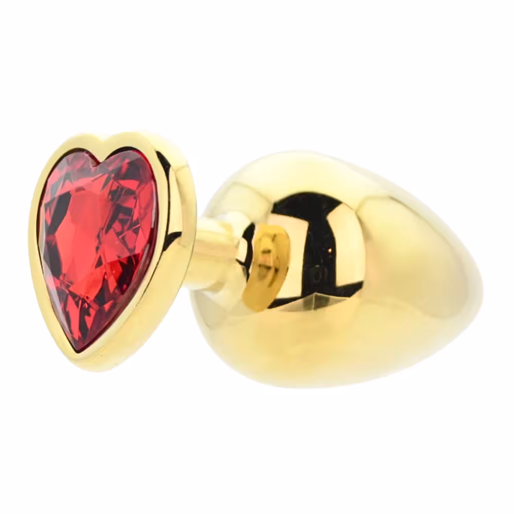 Toosh Heart Shaped Gold Butt Plug with Red Stone Large image 4