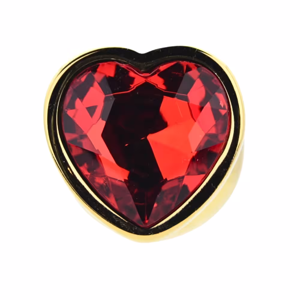 Toosh Heart Shaped Gold Butt Plug with Red Stone Large image 5