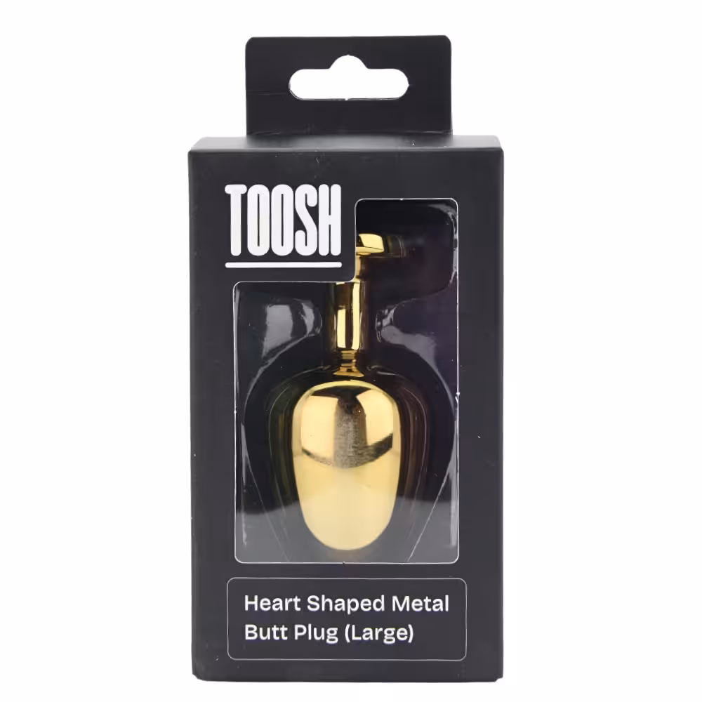 Toosh Heart Shaped Gold Butt Plug with Red Stone Large image 6