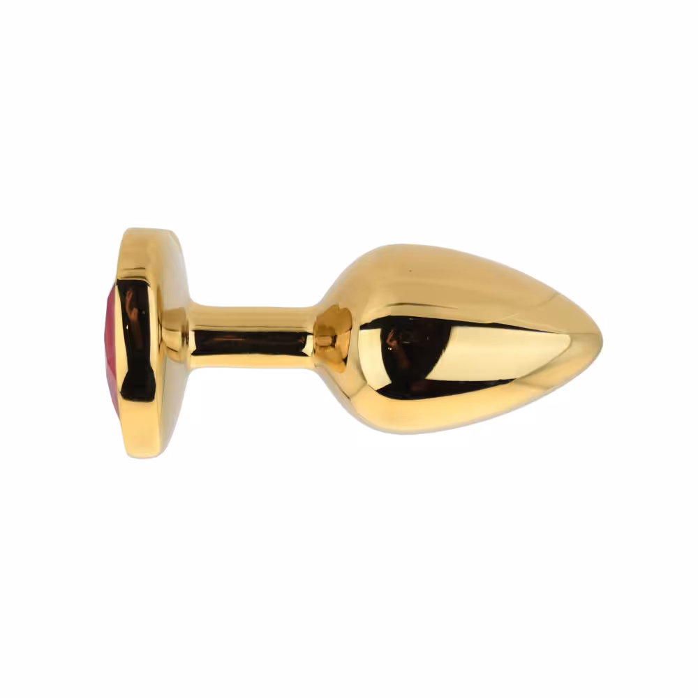 Toosh Heart Shaped Gold Butt Plug with Red Stone Small image 2