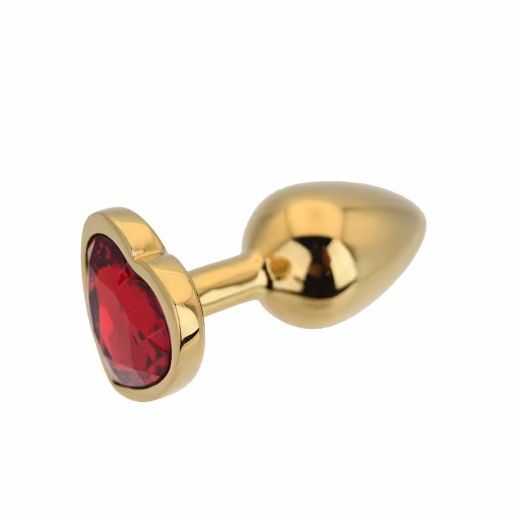 Toosh Heart Shaped Gold Butt Plug with Red Stone Small image 4