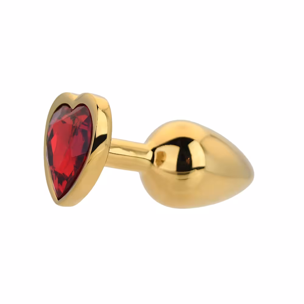 Toosh Heart Shaped Gold Butt Plug with Red Stone Small image 5