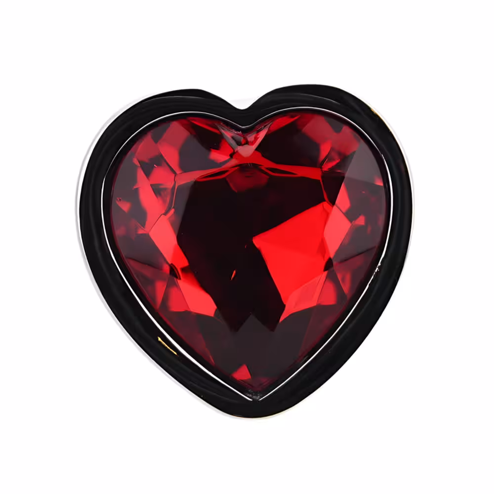 Toosh Heart Shaped Silver Butt Plug with Red Stone Large image 5