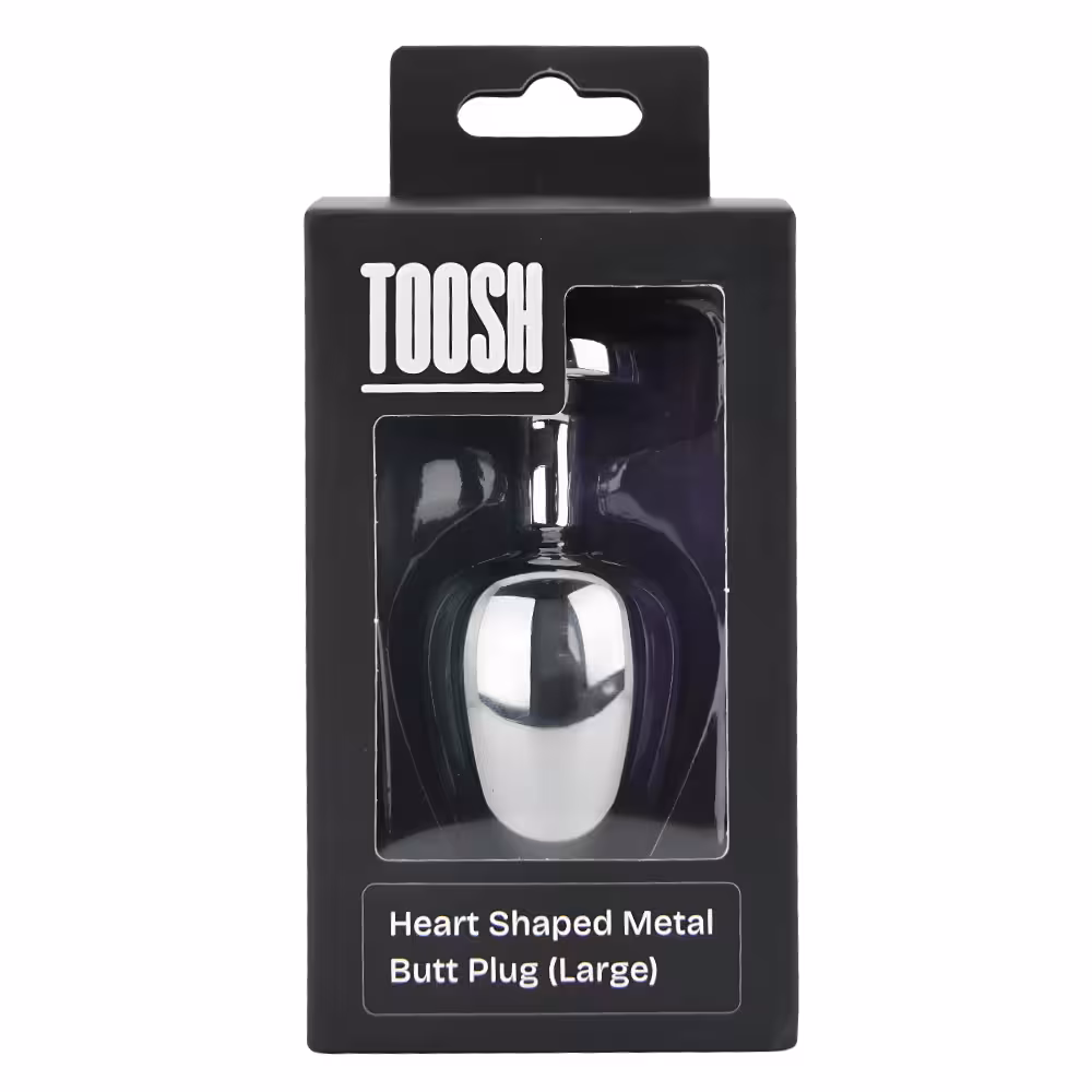 Toosh Heart Shaped Silver Butt Plug with Red Stone Large image 7