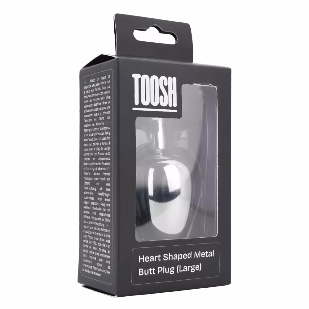 Toosh Heart Shaped Silver Butt Plug with Red Stone Large image 8