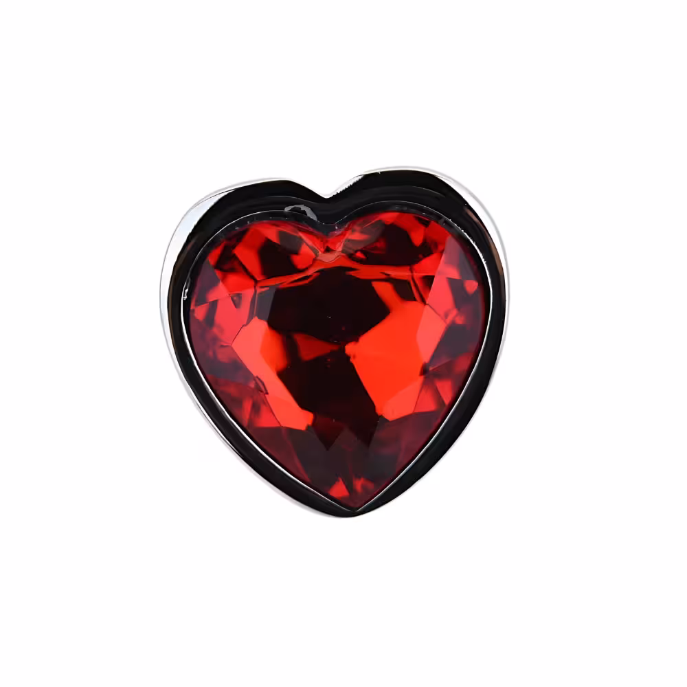 Toosh Heart Shaped Silver Butt Plug with Red Stone Small image 5