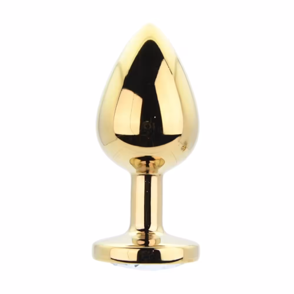 Toosh Metal Butt Plug Gold Set of 3 Clear Stone image 3