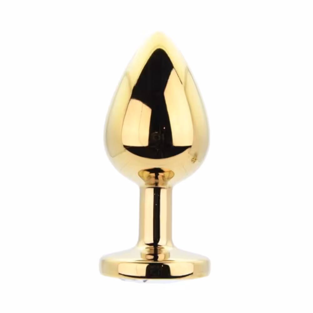Toosh Metal Butt Plug Gold Set of 3 Clear Stone image 4