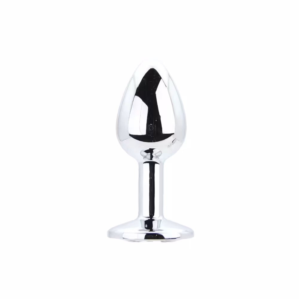 Toosh Metal Butt Plug Silver Set of 3 Clear Stone image 7
