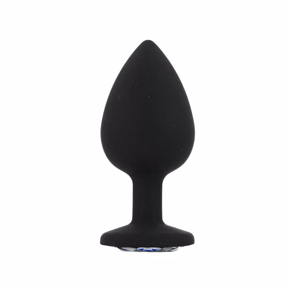 Toosh Silicone Butt Plug Black Set of 3 Clear Stone image 8