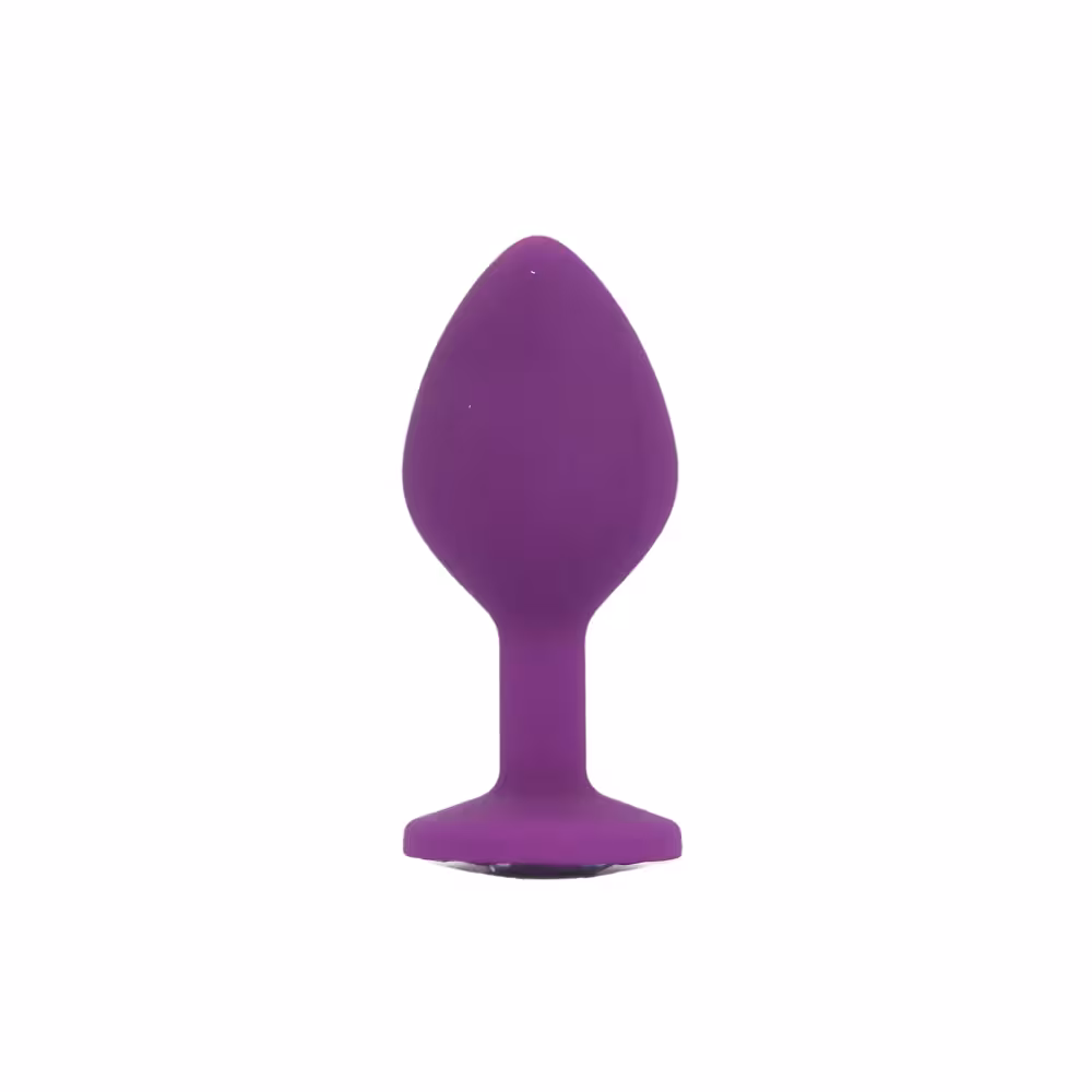 Toosh Silicone Butt Plug Purple Set of 3 Clear Stone image 6