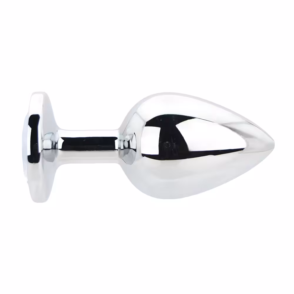 Toosh Silver Metal Butt Plug Large Clear Stone image 2