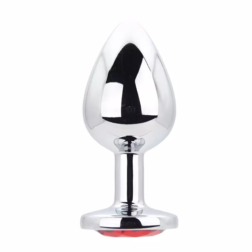Toosh Silver Metal Butt Plug Large Red Stone