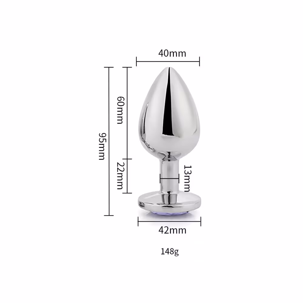 Toosh Silver Metal Butt Plug Large Red Stone image 6
