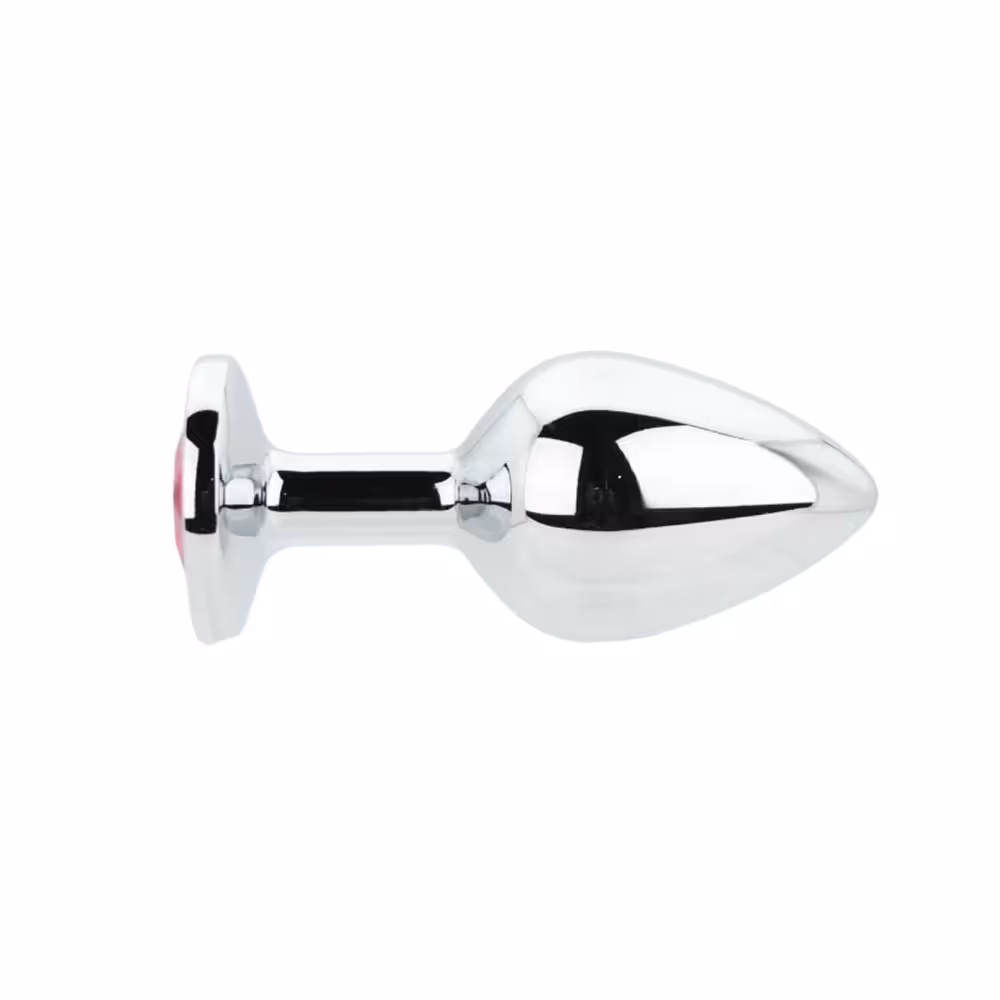 Toosh Silver Metal Butt Plug Medium Red Stone image 3