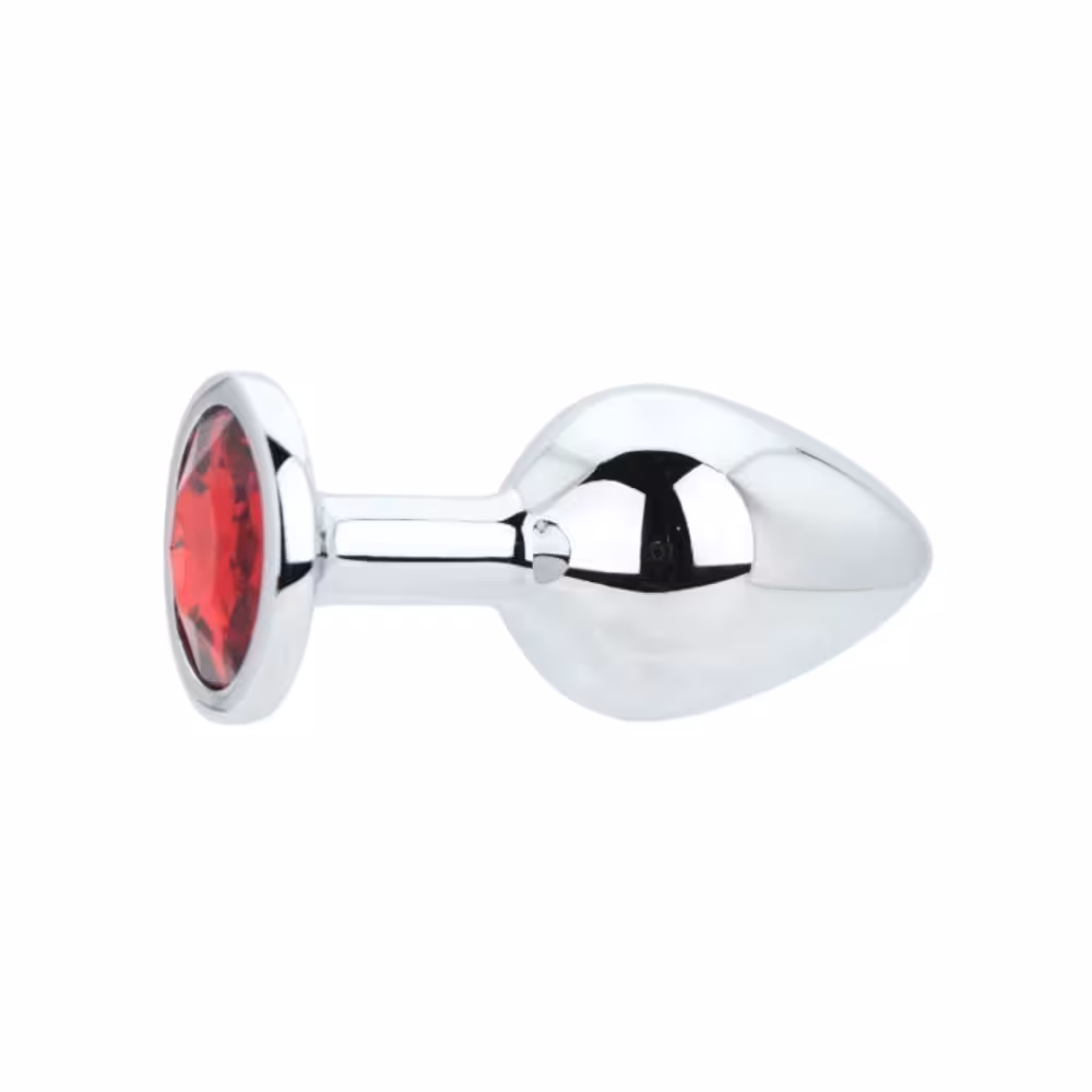 Toosh Silver Metal Butt Plug Medium Red Stone image 4