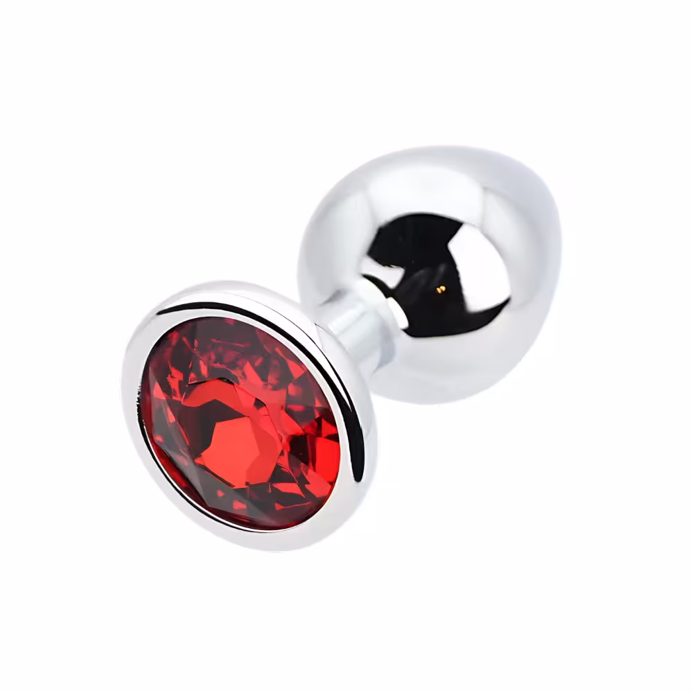 Toosh Silver Metal Butt Plug Medium Red Stone image 5
