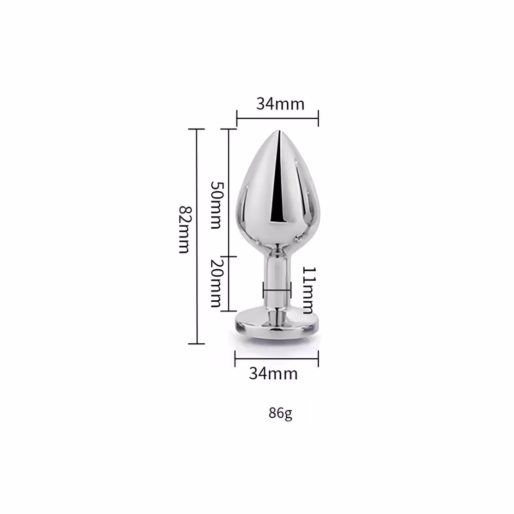 Toosh Silver Metal Butt Plug Medium Red Stone image 7