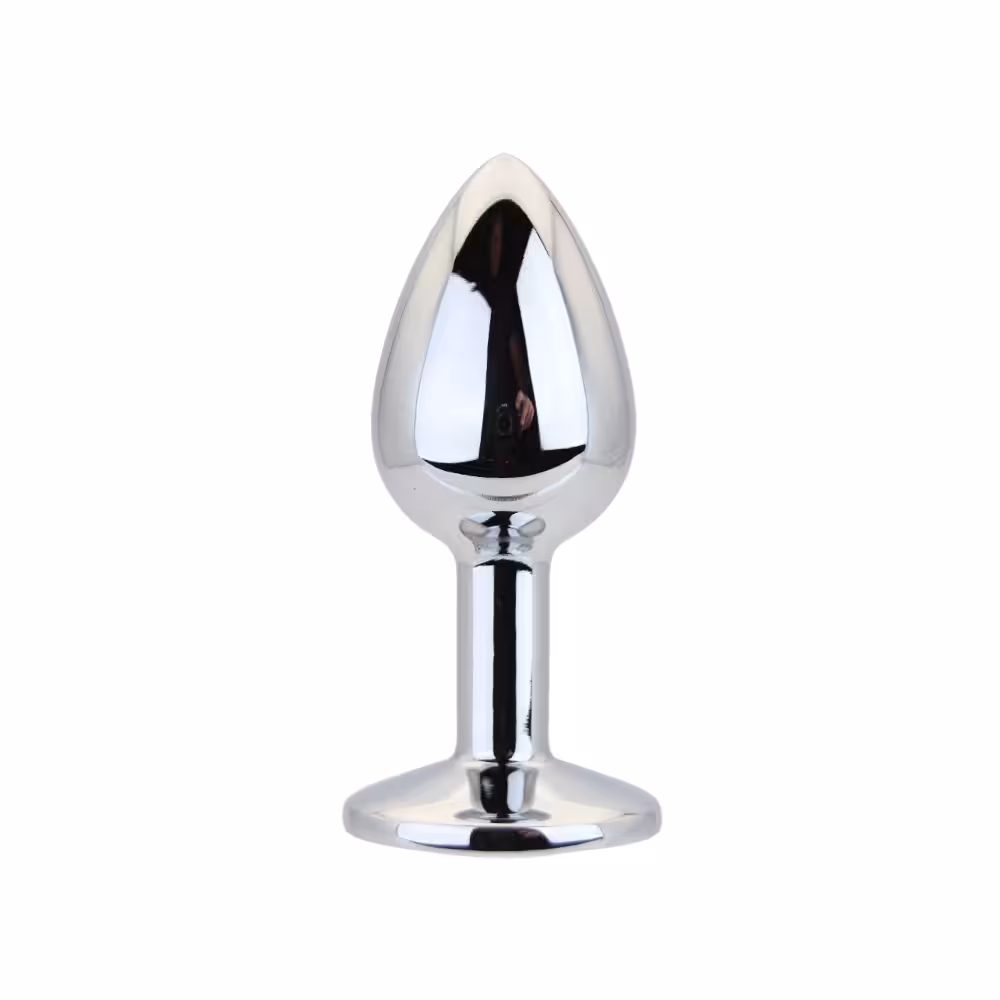 Toosh Silver Metal Butt Plug Small Clear Stone