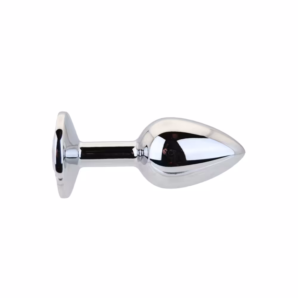 Toosh Silver Metal Butt Plug Small Clear Stone image 2