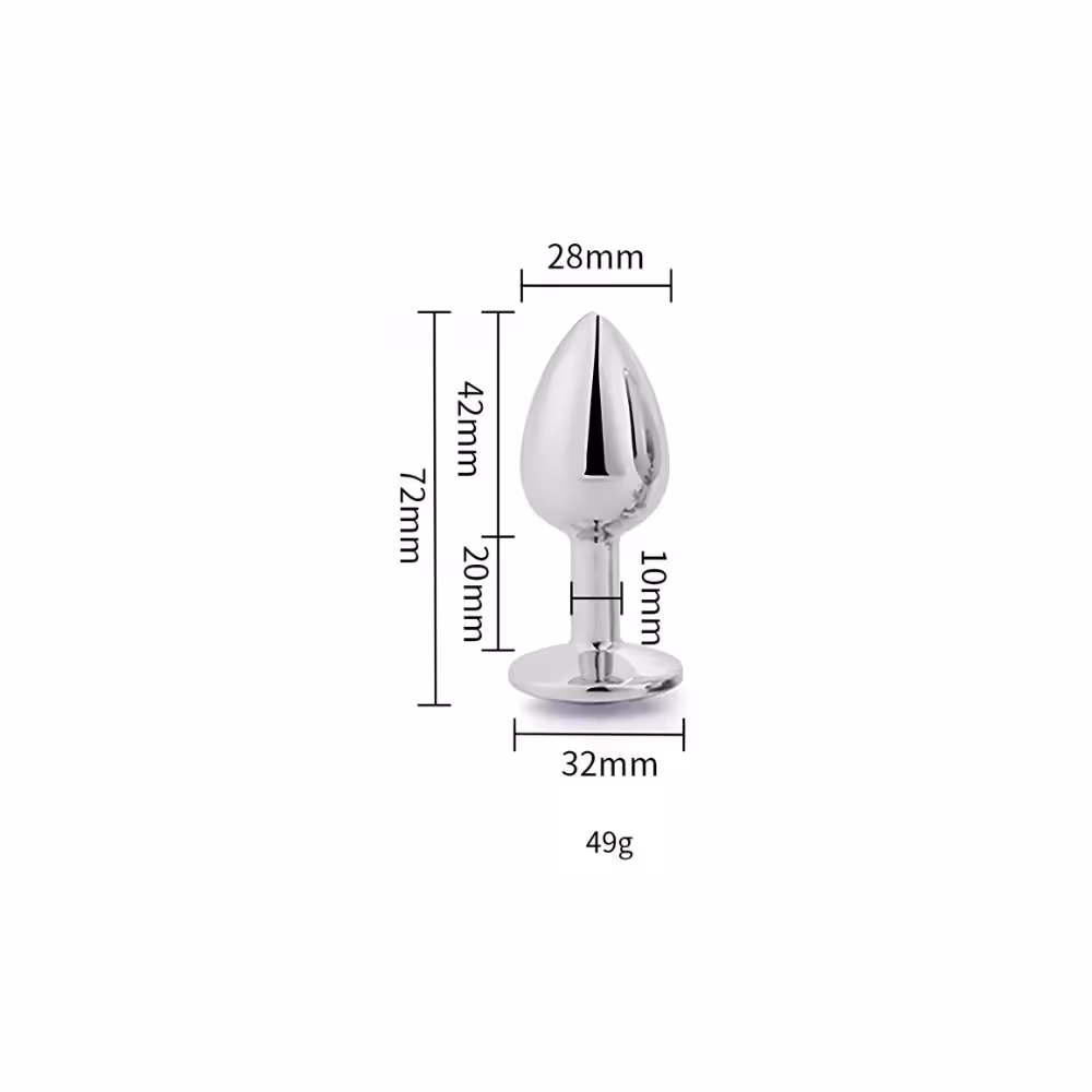 Toosh Silver Metal Butt Plug Small Clear Stone image 7