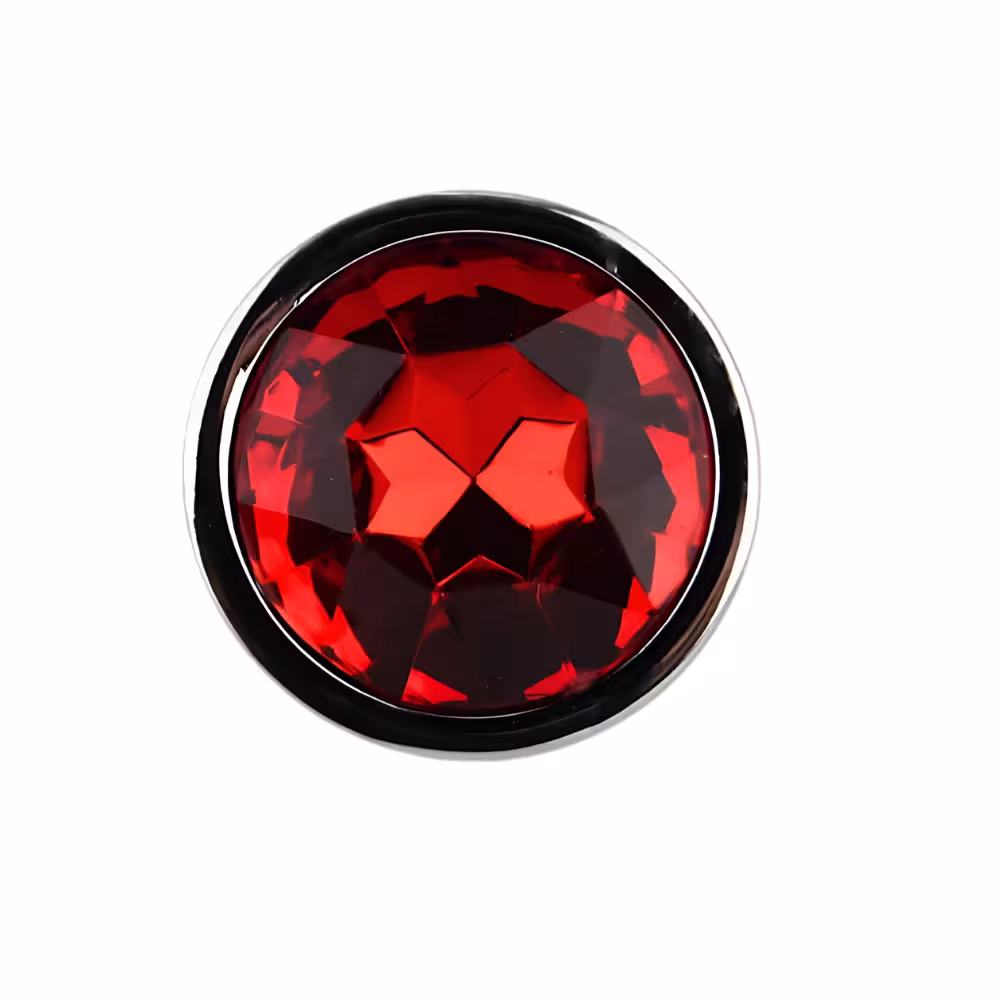 Toosh Silver Metal Butt Plug Small Red Stone image 4