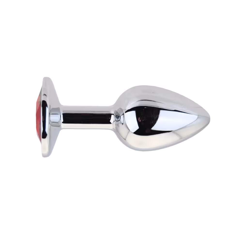 Toosh Silver Metal Butt Plug Small Red Stone image 5